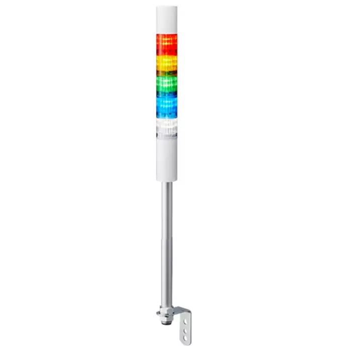 Patlite LR4 Series Coloured Buzzer Signal Tower 5 Lights 24 V DC Pole Mount, LR4-502LJBW-RYGBC