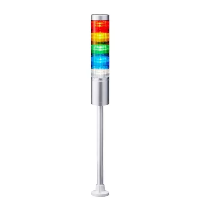 Patlite LR6 Series Coloured Signal Tower 5 Lights 24 V DC Pole Mount, LR6-502PJNU-RYGBC