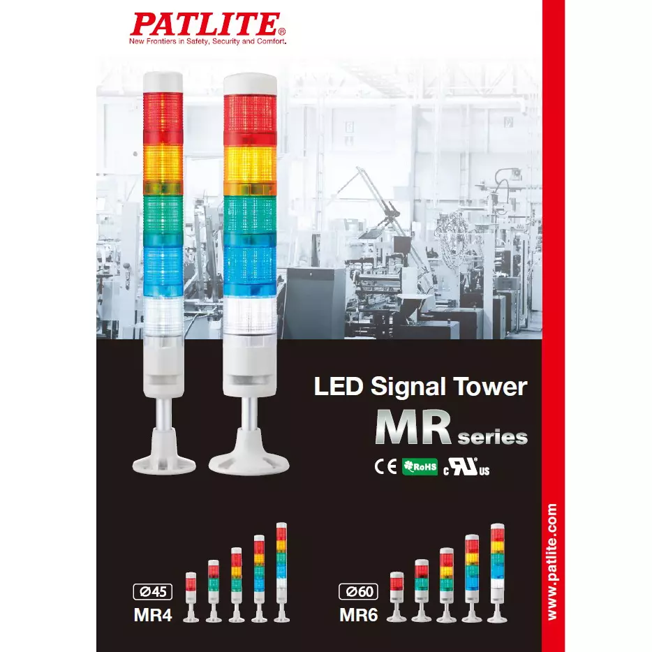 PATLITE Signal Towers Light Without Buzzer 45 mm (1.77 inch) IP65 Rated Red, Amber, Green, MR4-302-RYG