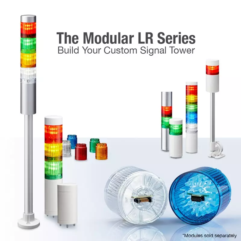 Patlite Signal Tower Light with Buzzer/Flashing, 60 mm, LR6-3M2LJBW-RYG