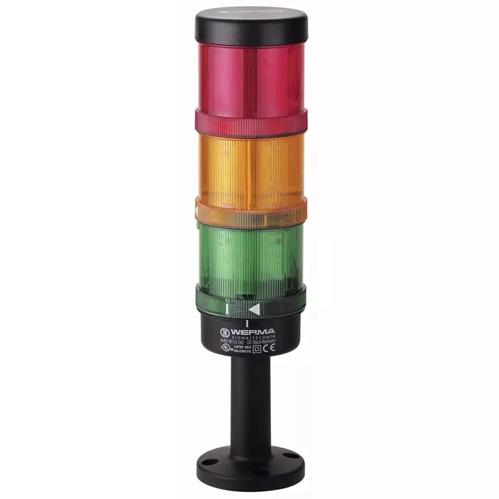 Werma Signal Tower KombiSIGN 71 Series Red/Green/Yellow 3 Lights 24 V Tube-mounted, 649.240.05
