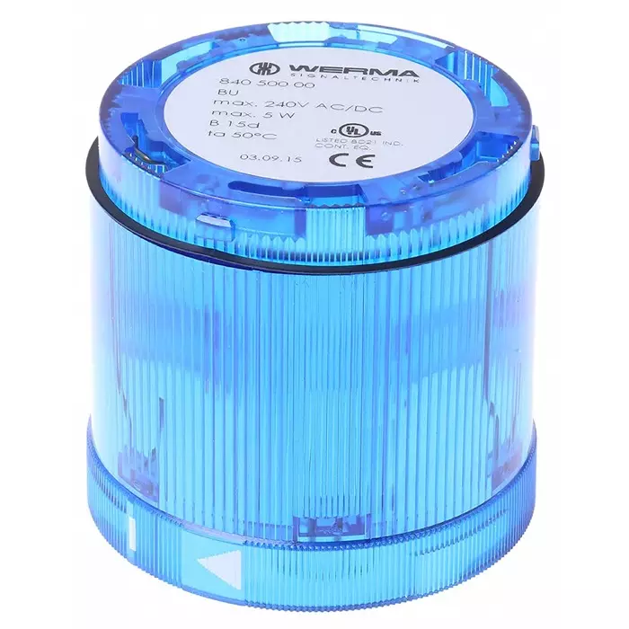Werma Beacon Unit 840 Series Blue Steady Effect 12-230 V AC/DC Filament Bulb AC DC IP54, 840.500.00