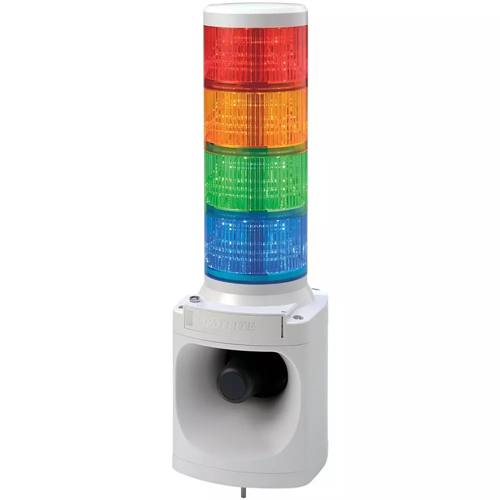 PATLITE Stacked Signal Light 4 Tier Red / Yellow / Green / Blue Color, LKEH-402FDP-RYGB+C0099