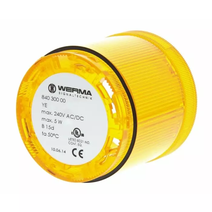 Werma Beacon Unit 840 Series Yellow Steady Effect 12-240 V AC/DC Filament Bulb AC DC IP54, 840.300.00