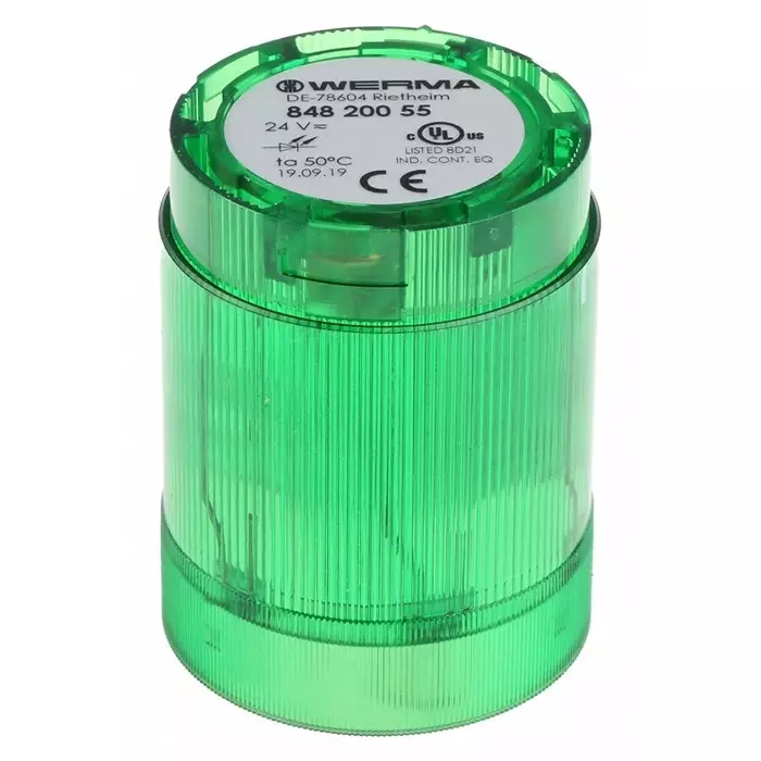 Werma Beacon Unit 848 Series Green Steady Effect 24 V AC/DC LED Bulb AC DC IP54, 848.200.55