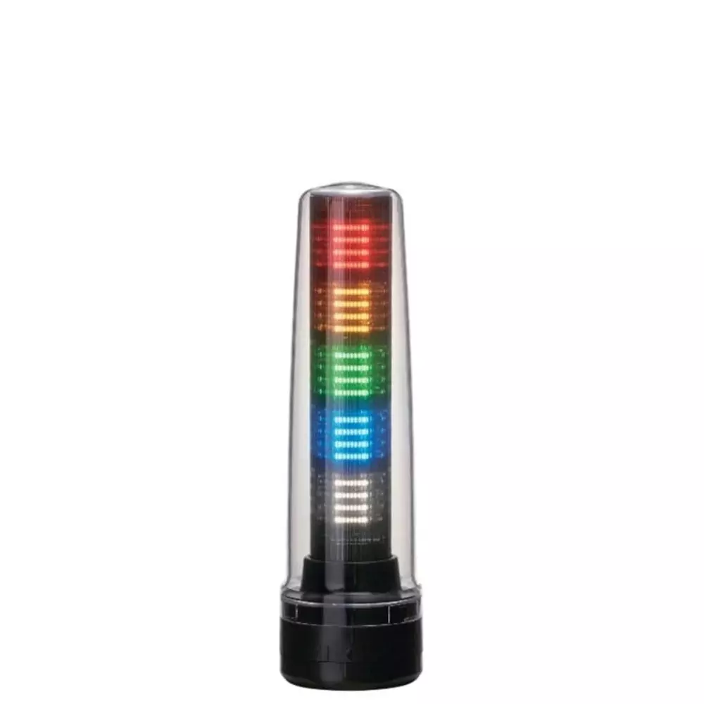 Patlite LS7 Series Clear Signal Tower 5 Lights 24 V DC Direct Mount, LS7-502DWH-RYGBC