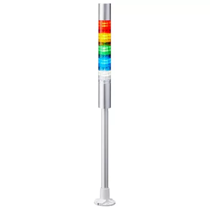 Patlite LR4 Series Coloured Buzzer Signal Tower 5 Lights 24 V DC Pole Mount, LR4-502PJBU-RYGBC