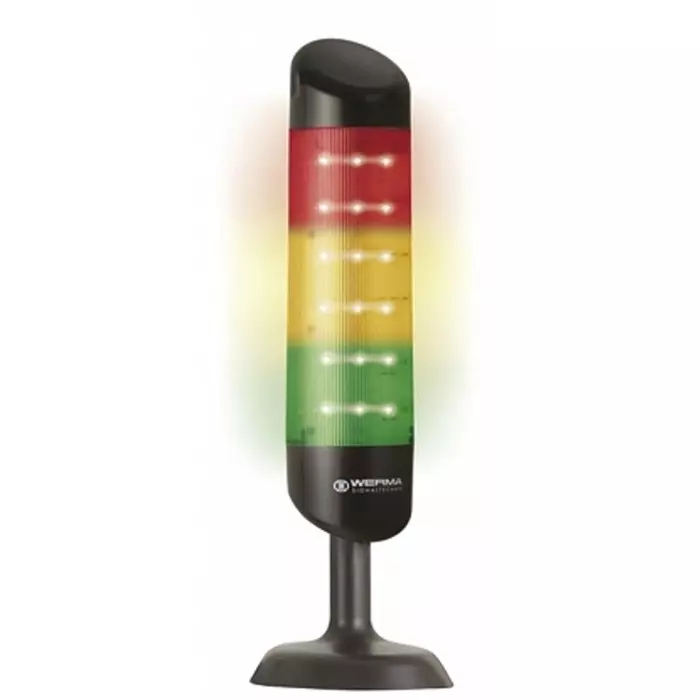 Werma Signal Tower CleanSIGN Series Red/Green/Yellow Buzzer 3 Lights 24 V DC Base Mount, 695.210.55