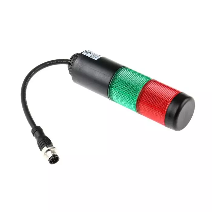 Werma Signal Tower Kompakt 37 Series Red/Green 2 Lights 24 V AC/DC Base Mount, 698.220.75