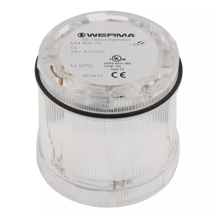 Werma Beacon Unit 644 Series Clear Steady Effect 24 V DC LED Bulb AC IP65, 644.400.75