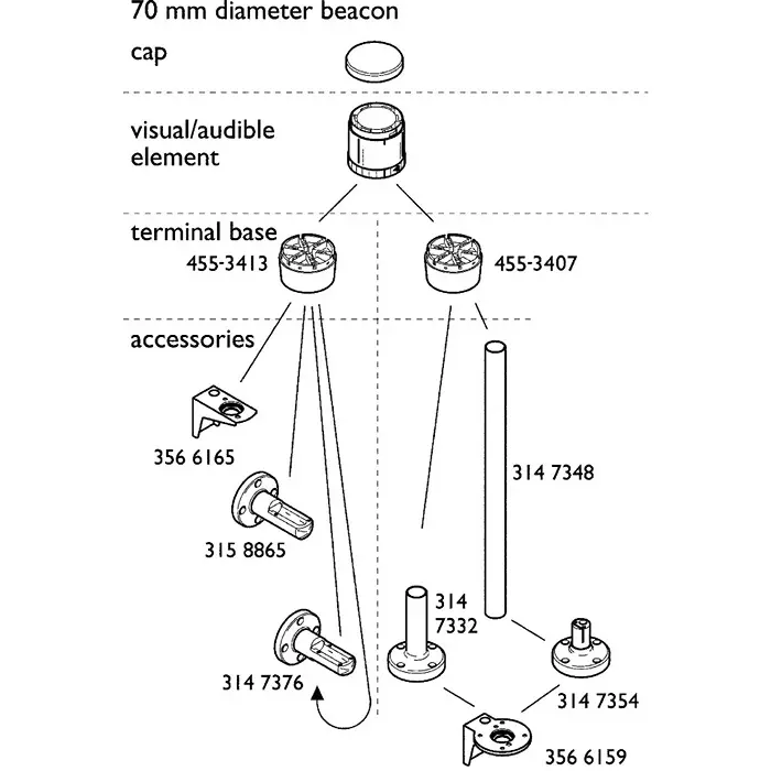 Werma Beacon Unit 644 Series Clear Steady Effect 24 V DC LED Bulb AC IP65, 644.400.75