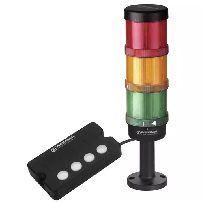 Werma Signal Tower KombiSIGN 72 Series Green Red Yellow Andon Light Kit 3 Lights 24 V DC 90-250 AC Base Mount, 649.000.03