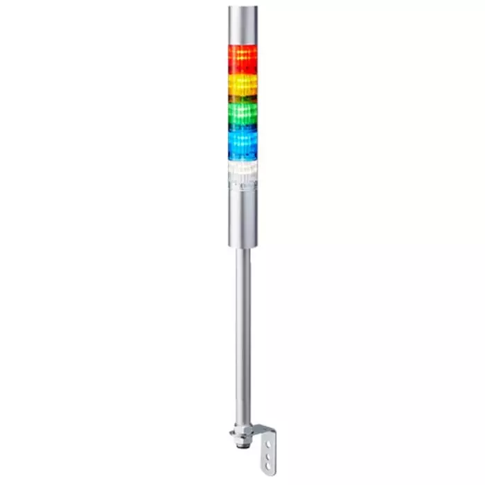 Patlite LR4 Series Coloured Buzzer Signal Tower 5 Lights 24 V DC Pole Mount, LR4-502LJBU-RYGBC