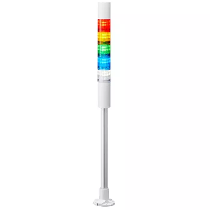 Patlite LR4 Series Coloured Buzzer Signal Tower 5 Lights 24 V DC Pole Mount, LR4-502PJBW-RYGBC