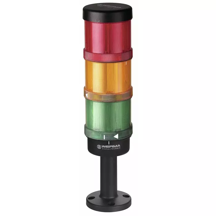 Werma Signal Tower KombiSIGN 72 Series Red/Green/Yellow 3 Lights 24 V Base Mount, 649.000.02