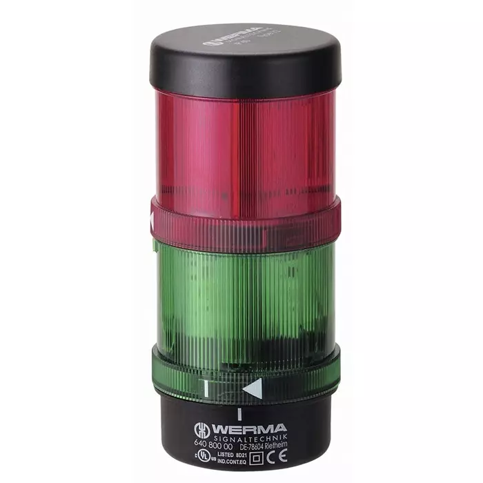 Werma Signal Tower KombiSIGN 71 Series Red/Green 2 Lights 24 V Base Mount Wall Mount, 649.240.04