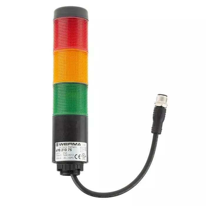 Werma Signal Tower Kompakt Series Red/Green/Yellow 3 Lights 24 V Base Mount, 698.210.75