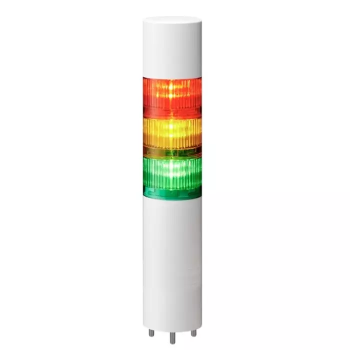 Patlite LR Series Multicolour Buzzer Signal Tower 3 Lights 24 V DC Direct Mount, LR6-302WMBW-RYG+FB295