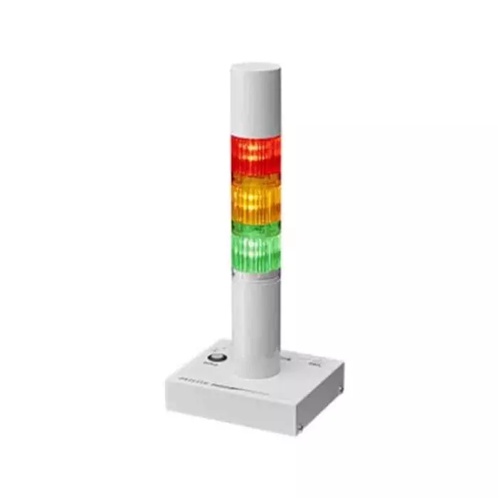 Patlite PHE Series Clear Buzzer Signal Tower 3 Lights 24 V DC Direct Mount, PHE-3FB3N-RYG