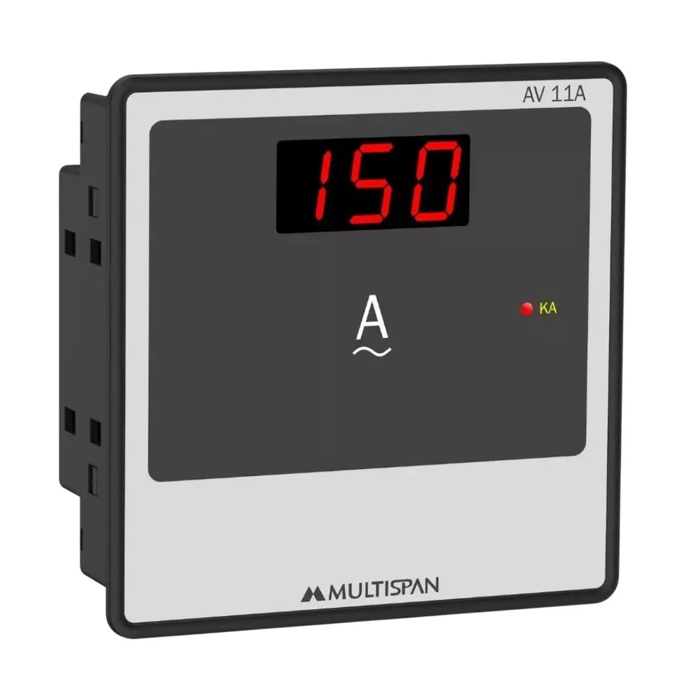 Multispan 1 Phase Ammeter 7 Segment 4 Digit LED Display 0-30 A Current Range and 96 X 96 X 63 mm Size, AV-11A