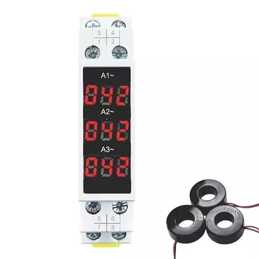 Yokins Ammeter Three Phase DIN Rail Mounted 3 digit 3 line LED Display Range 0-100 Amp AC, YD-3A3