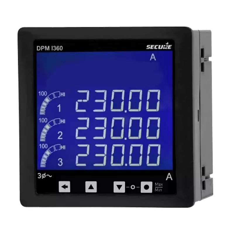 Secure DPM Series AC Ammeter 3 Phase 3 Line 4 Digit LCD Display 96x96 mm Size and 0.5 Accuracy Class, DPM I360