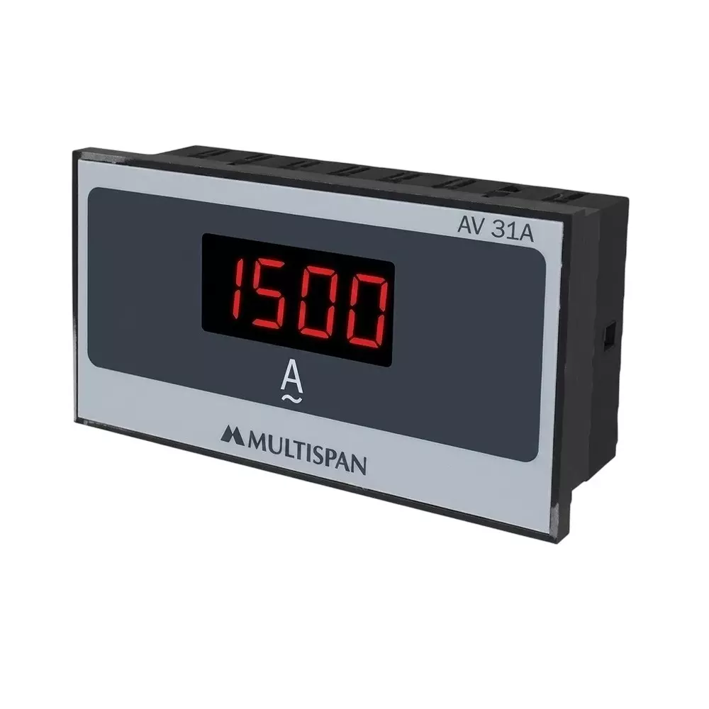 Multispan 1 Phase Ammeter 7 Segment 4 Digit LED Display 0-30 A Current Range and 48 X 96 X 46 mm Size, AV-31A