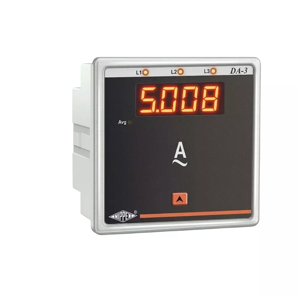 Nippen Digital Ammeter AC with 4 Digit LED Display, 3 Phase - 4 Wire, Display Range and 96X96 mm Size, DA-3(1Row)(96)