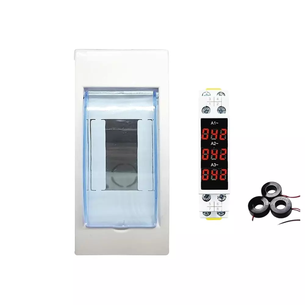 Yokins Ammeter With Mount Three Phase DIN Rail 3 digit 3 line LED Display Range 0-100 Amp AC, YD-3A3