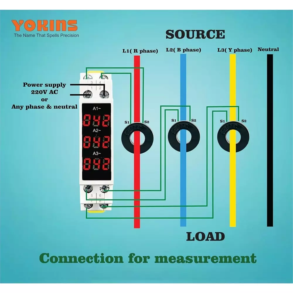 yokins-ammeter-with-mount-three-phase-din-rail-3-digit-3-line-led-display-range-0-100-amp-ac-yd-3a3