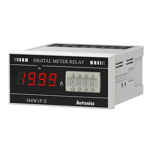 Autonics Digital Ammeter 3½-Digit 7-Segment LED 300 ms Sampling Cycle AC19.99A, M4W1P-AA-4