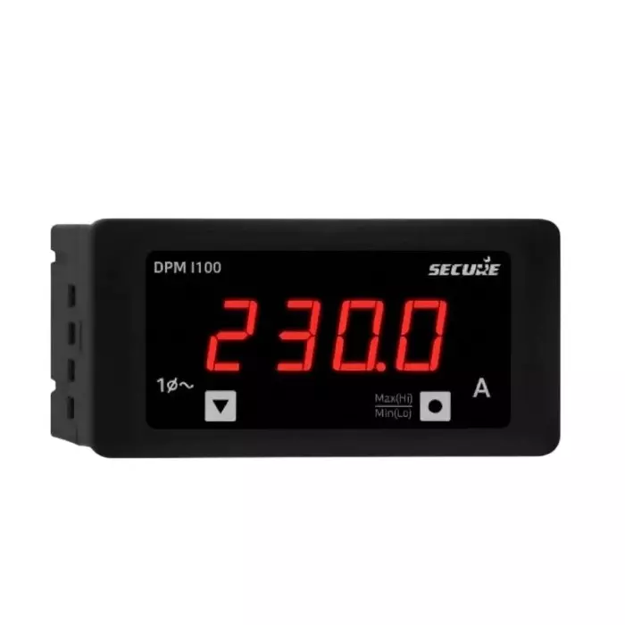 Secure DPM Series AC Ammeter 1 Phase 1 Line 4 Digit LED Display 96x48 mm, 50 mA to 6 A Range and 0.5 Accuracy Class, DPM I100