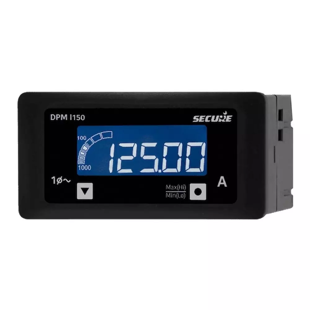 Secure DPM Series AC Ammeter 1 Phase 1 Line 4 Digit LCD Display 96x48 mm Size and 0.5 Accuracy Class, DPM I150
