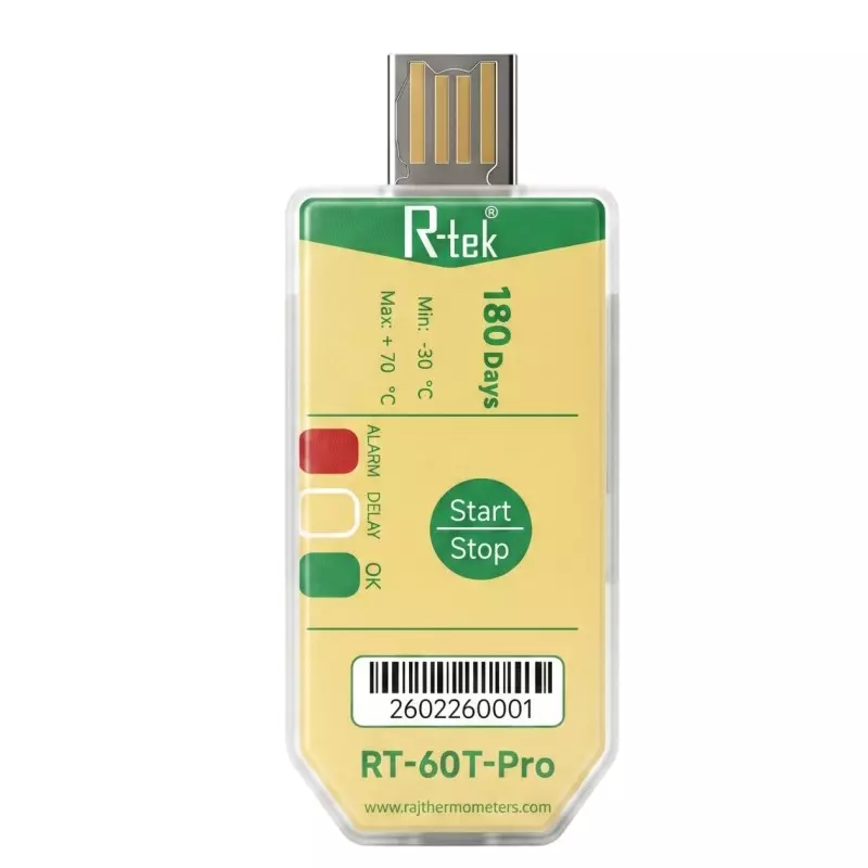 R-Tek Single-Use Temperature Data Logger 31,200 Readings Data Storage Capacity Integrated USB 2.0 interface, RT-60T PRO