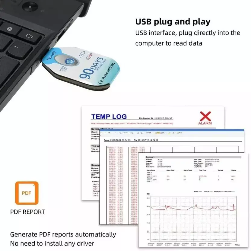 MxRady 90-Day USB PDF Disposable Data Logger 3 W