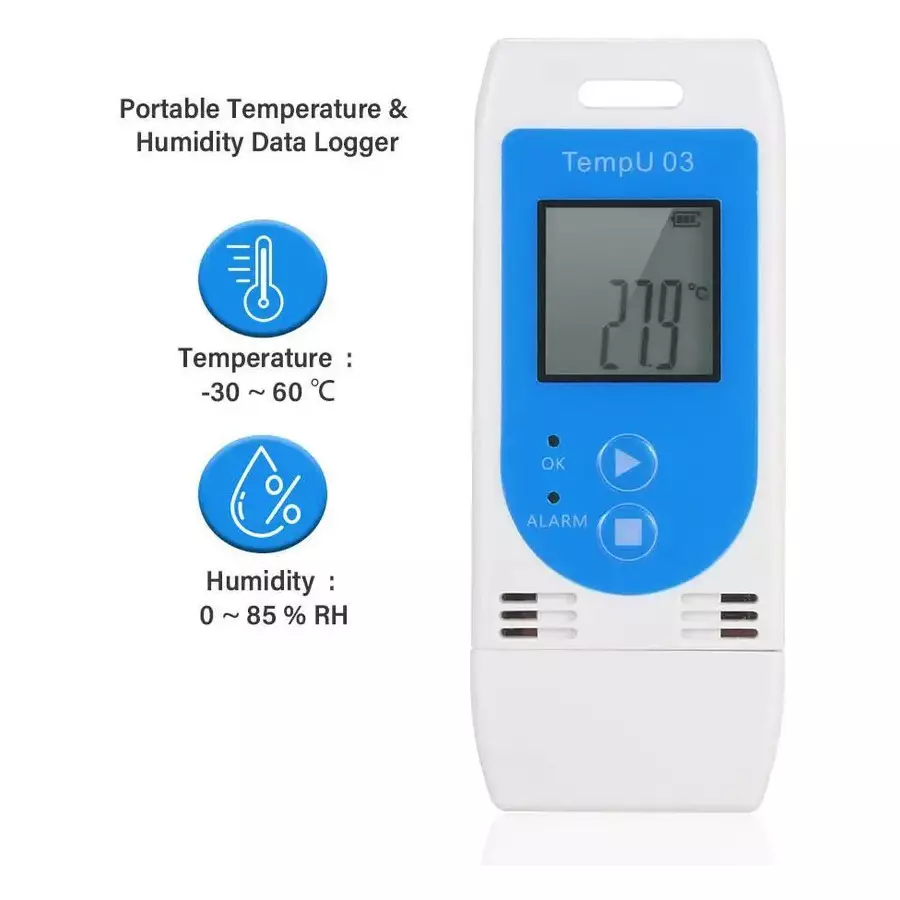 MxRady Temperature & Humidity Data Logger PDF Recorder Wide Range 5 W for Cold Chain Temperature & Humidity Sensor