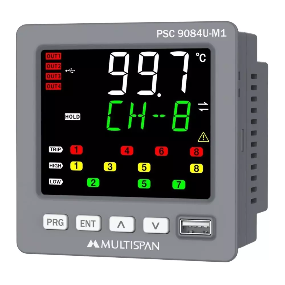 Multispan 8 Channel Scanner with USB Data Logger, 4 Relay Output and 100 to 270 V AC/DC,50/60 Hz, Approx 6 VA Power Supply, PSC-9084U-M1