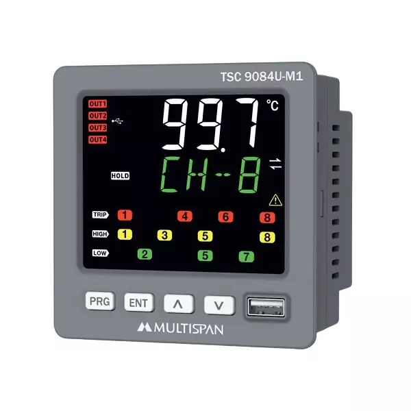 Multispan 8 Channel Scanner with USB Data Logger, 4 Relay Output and 100 to 270 V AC/DC,50/60 Hz, Approx 6 VA Power Supply, TSC-9084U-M1