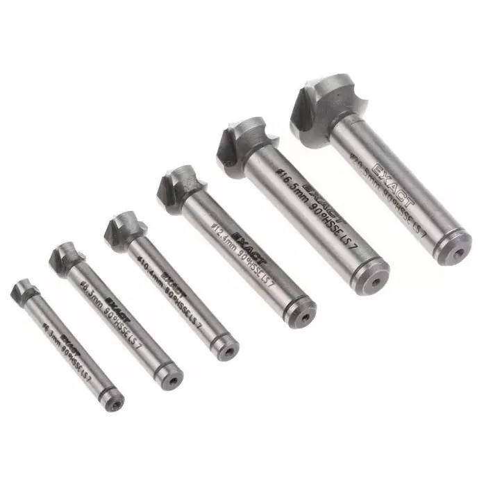 EXACT HSS-E Countersink Drill Bit Set 6.3 mm 8.3 mm 10.4 mm 12.4 mm 16.5 mm 20.5 mm Head 3 Flute(s) 90° 6, 5727