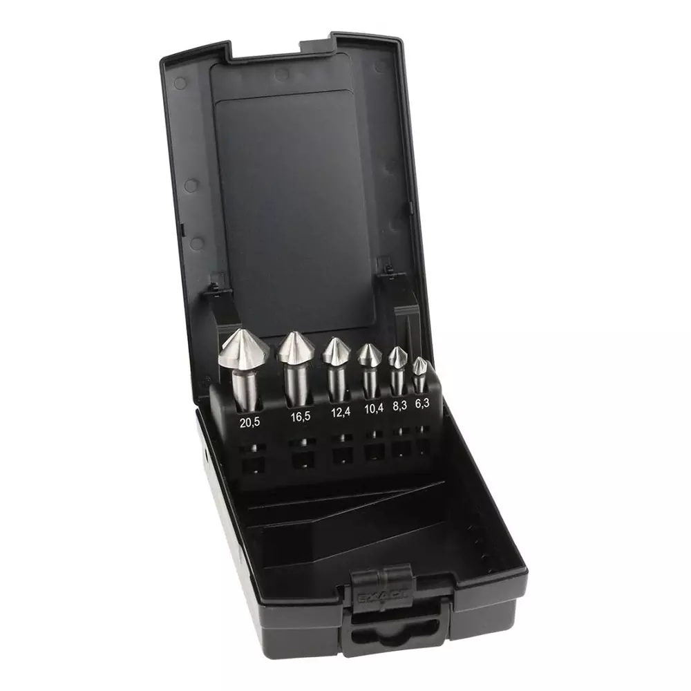 EXACT HSS-E Countersink Drill Bit Set 6.3 mm 8.3 mm 10.4 mm 12.4 mm 16.5 mm 20.5 mm Head 3 Flute(s) 90° 6, 5727