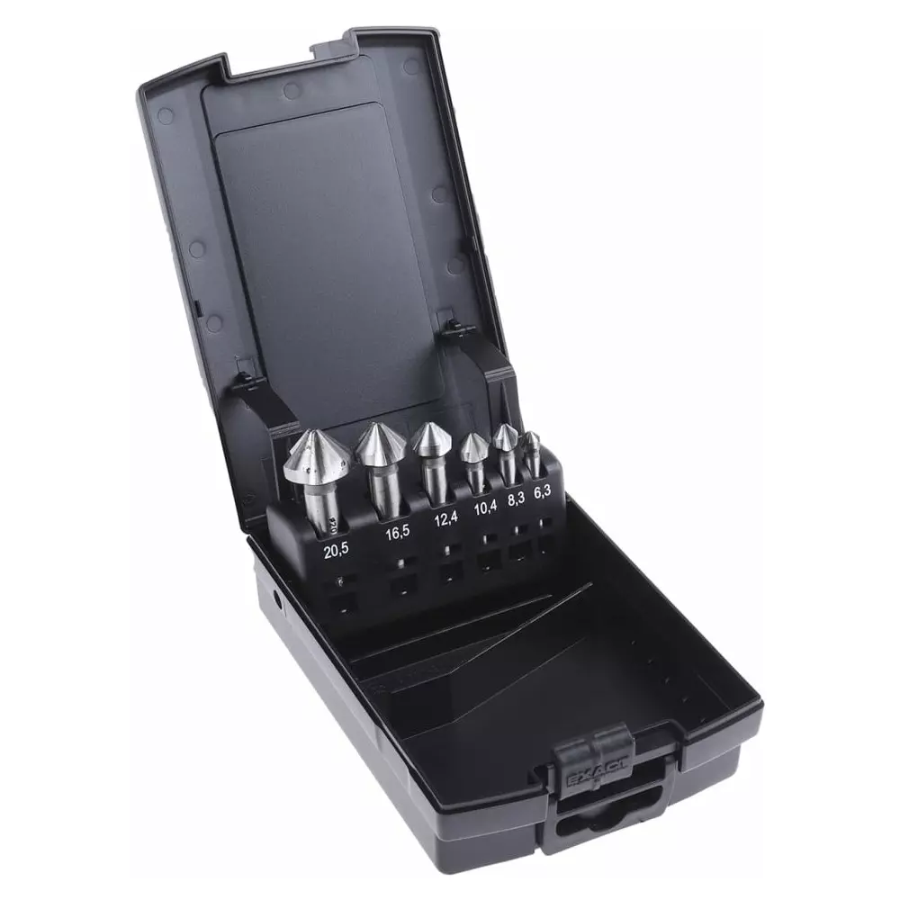EXACT HSS Countersink Drill Bit Set 6.3 mm 8.3 mm 10.4 mm 12.4 mm 16.5 mm 20.5 mm Head 3 Flute(s) 90° 6, 5527