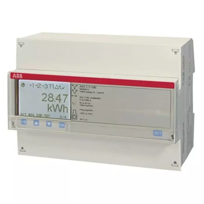 ABB 3 Phase LCD Energy Meter, Type Electromechanical, 2CMA170520R1000A43 111-100