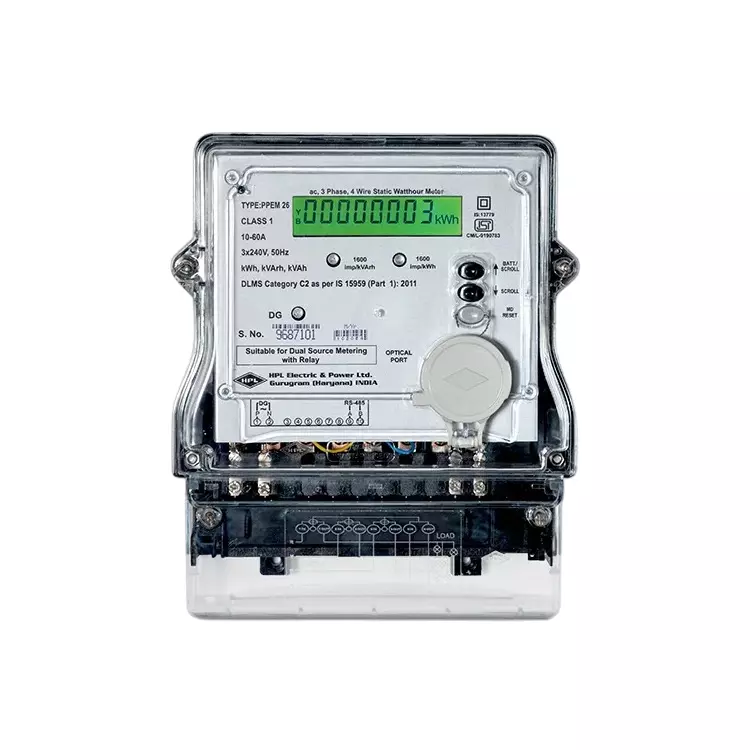 HPL Three Phase Dual Source Smart Prepaid Energy Meter 10-60 Amp, TRPB1524131000OC00