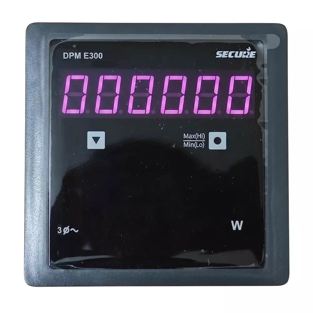 Secure DPM Series Energy Meter with Modbus 3 Phase 1 Line 6 Digit LED Display 96x96 mm and 1 Accuracy Class, DPM E300