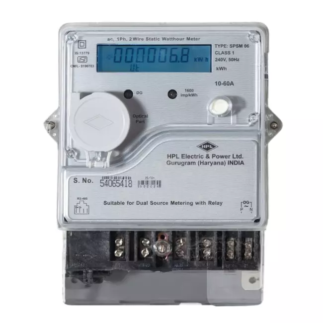 HPL Single Phase Dual Source Smart Prepaid Energy Meter 10-60 Amp, SPDB1524011000OC00