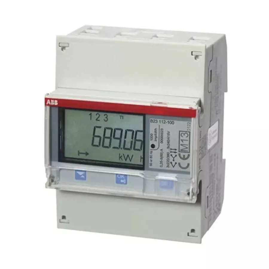 ABB 3 Phase LCD Energy Meter, Type Electromechanical, 2CMA100164R1000B23 112-100