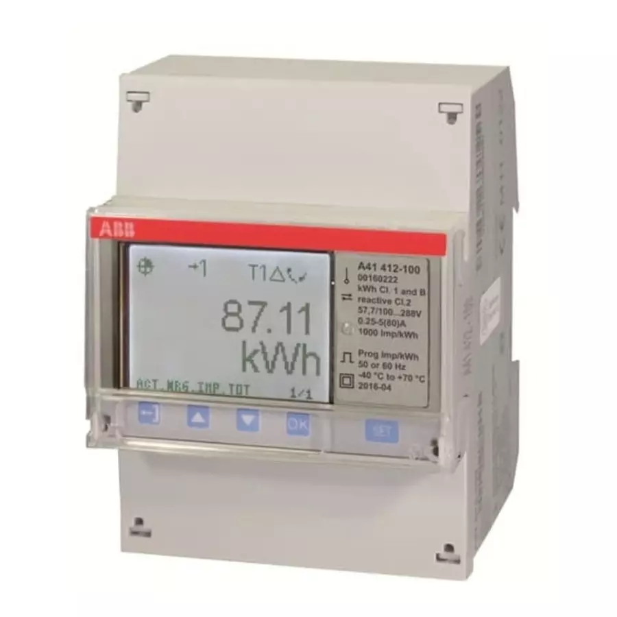 ABB 1 Phase LCD Energy Meter, Type Direct Connected, 2CMA170505R1000