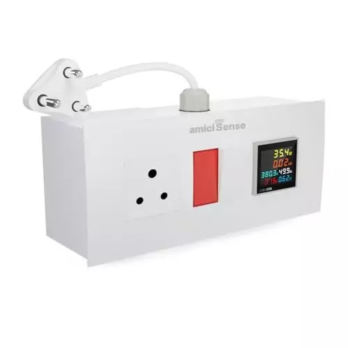 amiciSense Energy Meter Socket Board 6-in-1 Digital Power Meter 6 A Socket Switch Real-Time Monitoring, 1xSINGLE-EMS-BOARD-6A