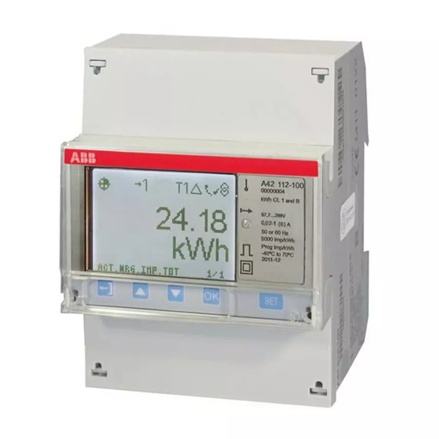 ABB 1 Phase LCD Energy Meter, Type Transformer Connected, 2CMA170510R1000A42 112-100
