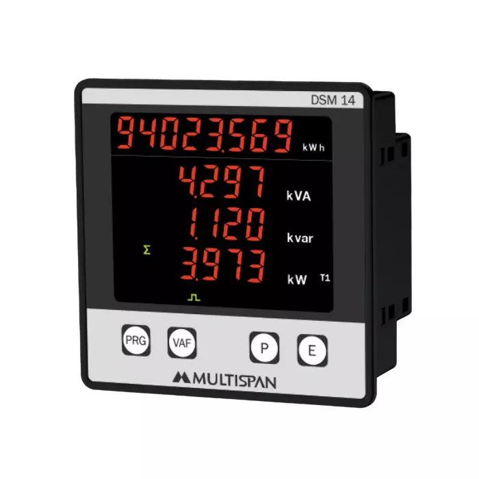 MULTISPAN Dual Source Energy Meter 8-Digit 1-Line & 4-Digit 3-Line Red LED Display 96x96x54 mm, DSM-14